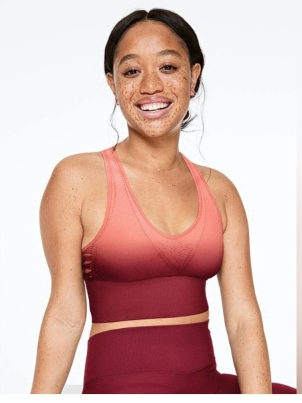 PINK Victoria's Secret Coral-to-Burgundy Ombre Seamless Sports Bra